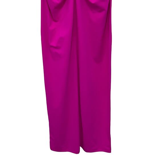 Susana Monaco Womens Small Plunge Neck Ruched Bodycon Maxi Dress Magenta NWT - Picture 13 of 16